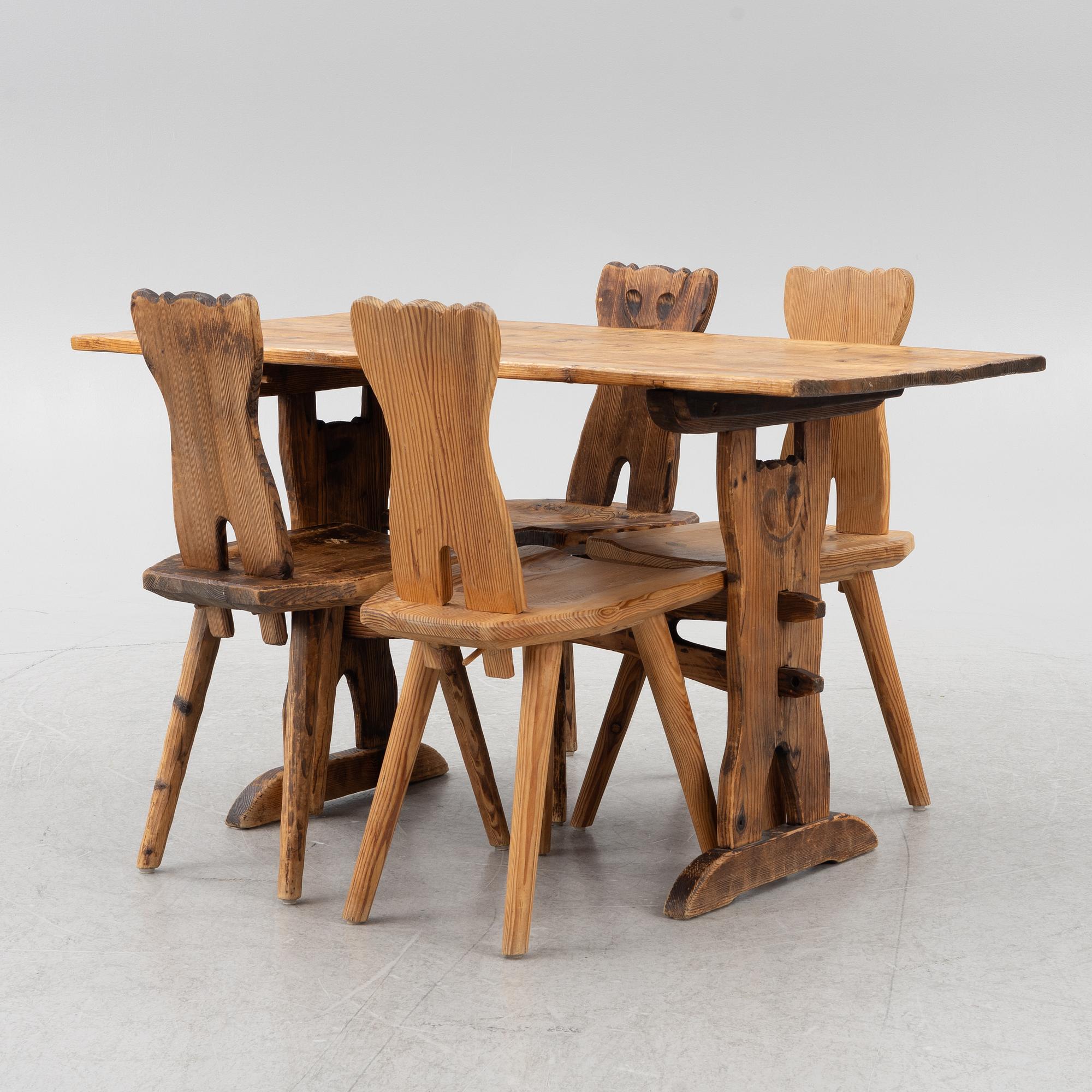 Dining group, 5 pieces, cabin furniture, mid-20th century.