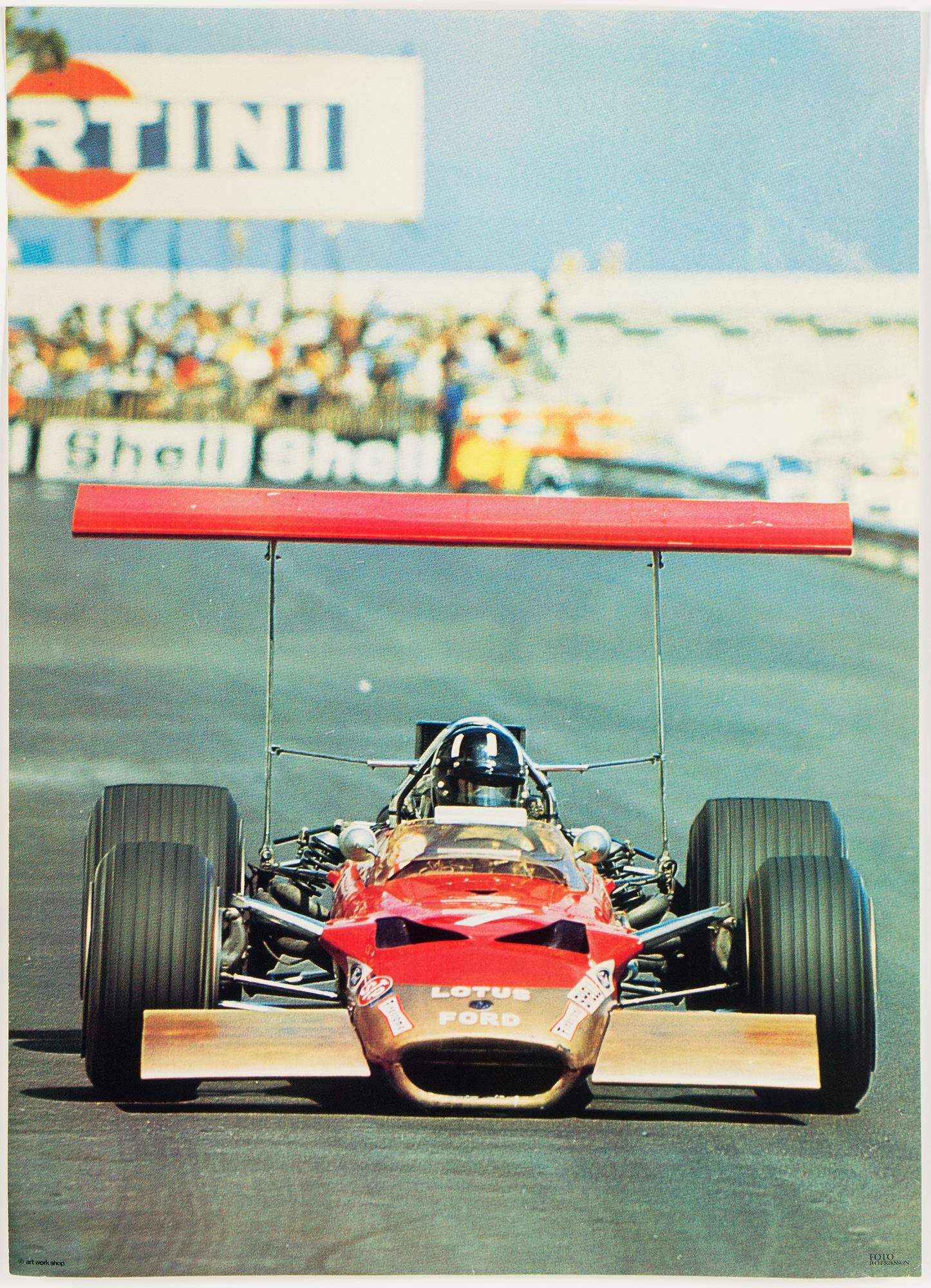 A pair of Formula 1 racing posters Foto Bo Eriksson, Art Work Shop, eraly 1970's.