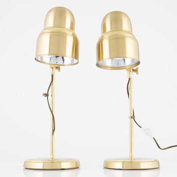 A pair of brass table lamps, Ewå, Värnamo, Sweden, second half of the 20th century.