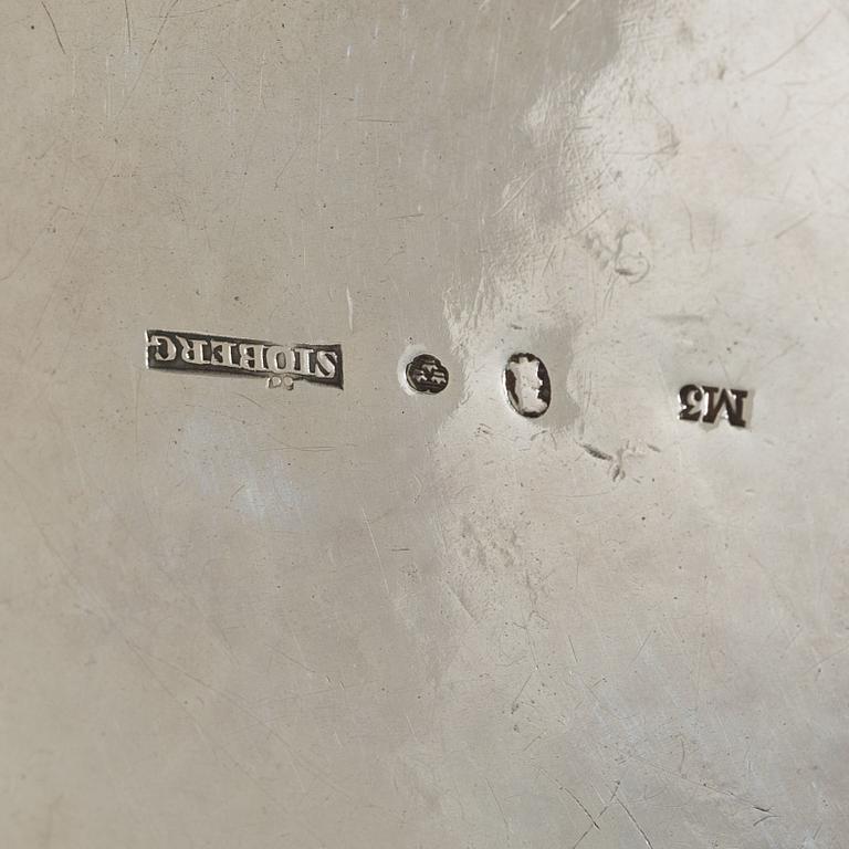 A Swedish silver sugar box, mark of Petter Adolf Sjöberg, Stockholm 1818.