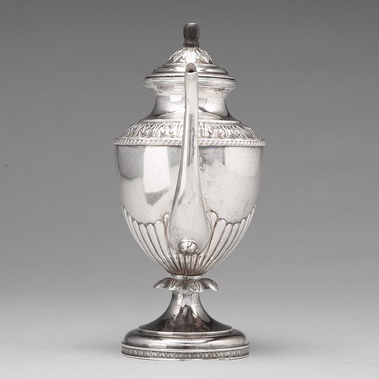 Olof Robert Lundgren, kaffekanna, silver, Åbo (1821-1882) daterad 1840, empire.
