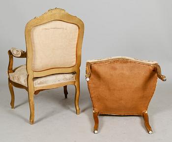 SALONGSMÖBEL, 6 delar, sent 1800-tal.
