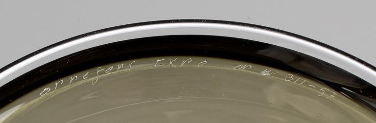 Nils Landberg, a set of three "Tulip" glass vases, Orrefors Expo.