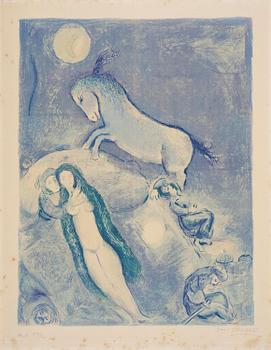 852. Marc Chagall, "He Went Up to the Couch and Found a Young Lady Asleep..", from: Four Tales from the Arabian Nights.