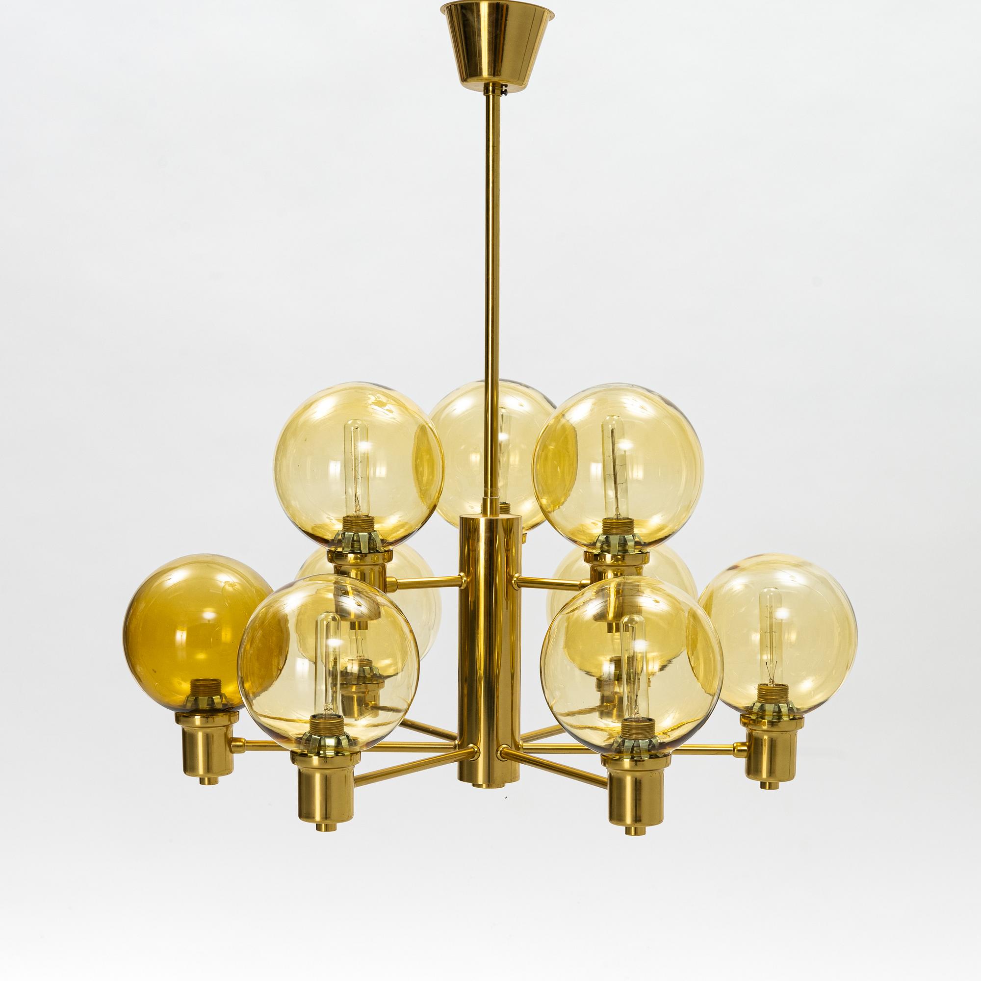 A brass ceiling light, second half of the 20th Century.