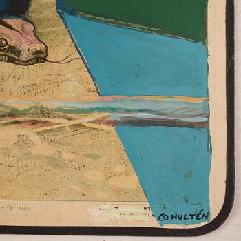 CO Hultén, oil on lithographic print, signed and executed 1952.