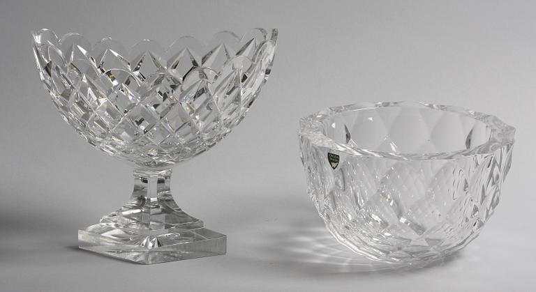 SKÅLAR, 2 st, glas, bla Orrefors, 1900-tal.