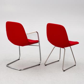 Chairs, 6 pcs, "Eyes"/"EJ 2", Johannes Foersom and Peter Hiort-Lorenzen, Erik Jørgensen, 2000s.