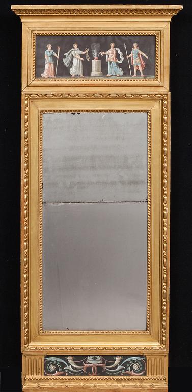 SPEGEL, sengustaviansk, signerad A.L.L, (Adolph Ludvig Levin?), omkring 1800.