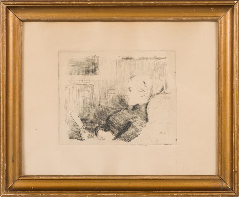Albert Edelfelt, etching, signed on plate.