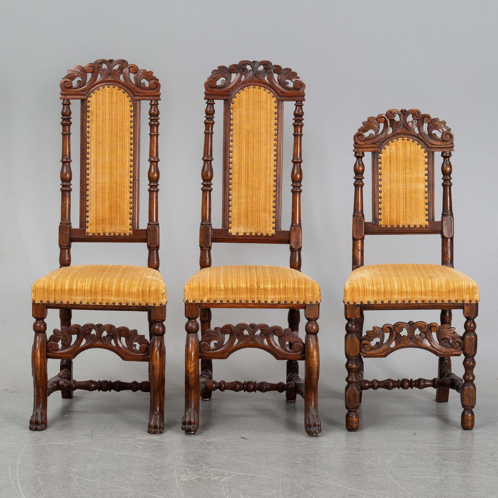 Two plus one firstr half of the 18th Century Baroque chairs.