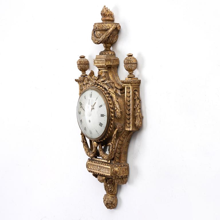 An Austrian Louis XVI giltwood cartel clock by J. Bentele (watchmaker in Salzburg ca 1780).