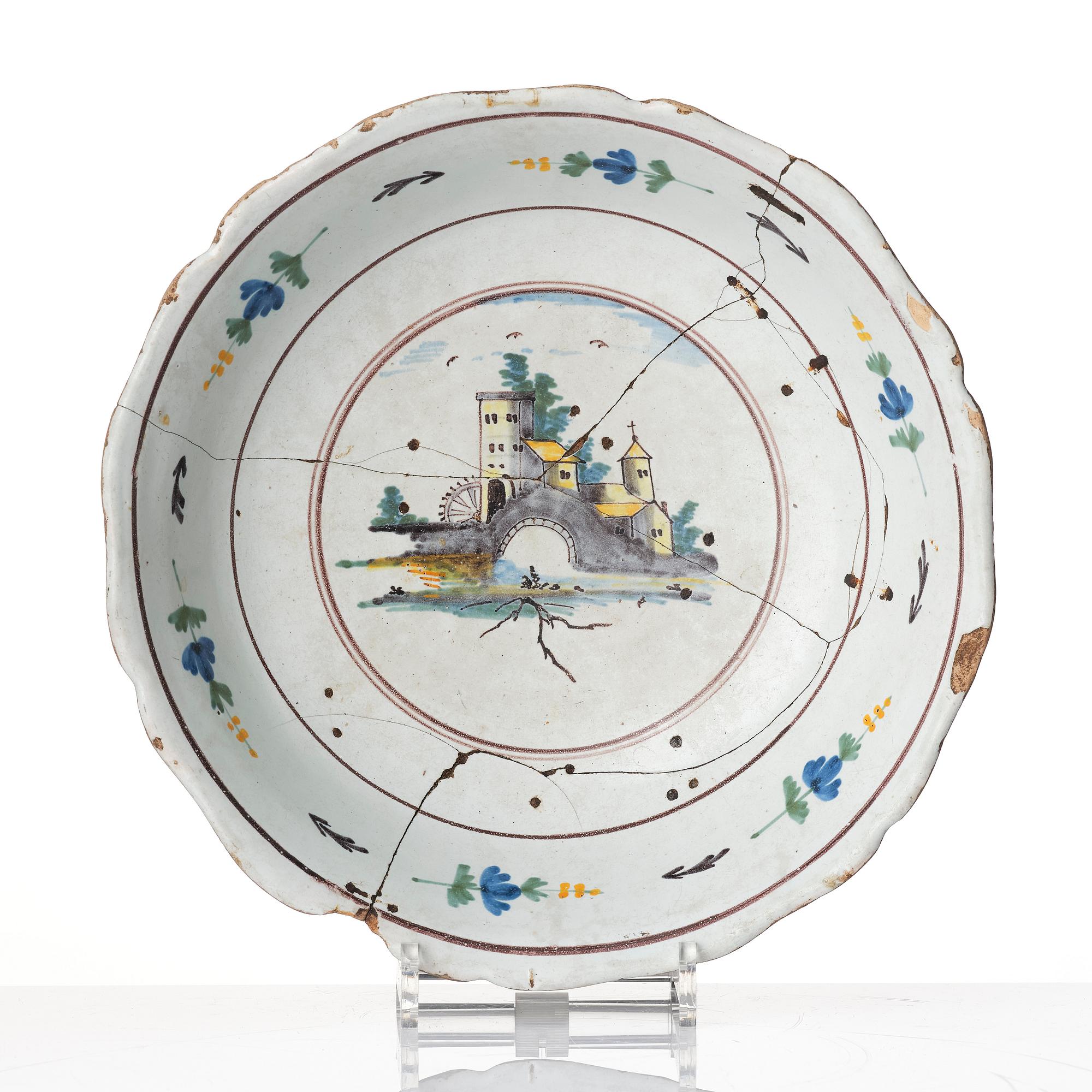 Skål, majolika, Italien, 1600-/1700-tal.