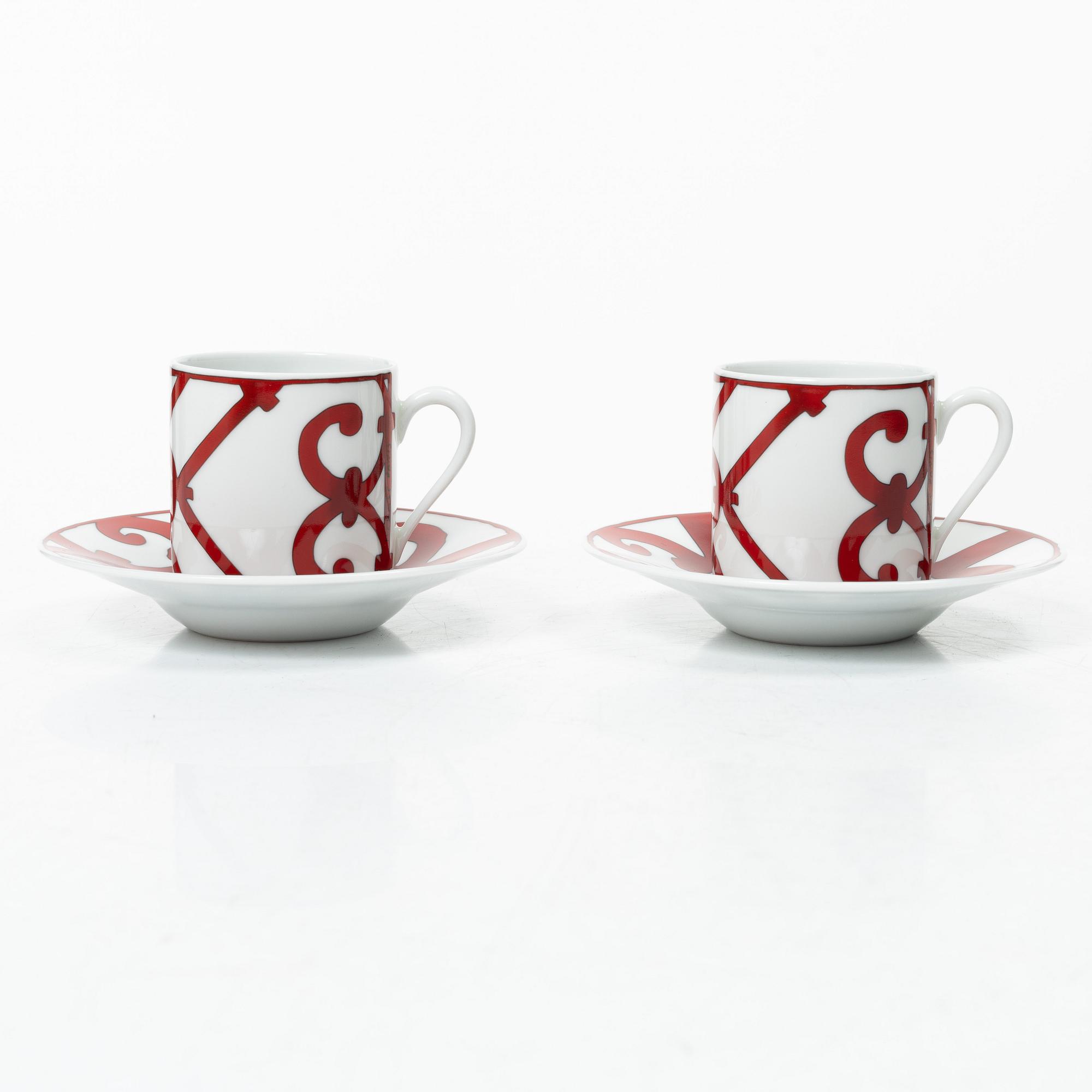 Hermès, Cup with saucer, 2 pcs, porcelain, "Balcon du Guadalquivir".