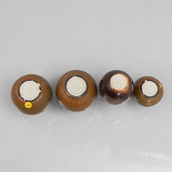 Stig Lindberg, a set of four stoneware vases, Gustavsbergs studio.