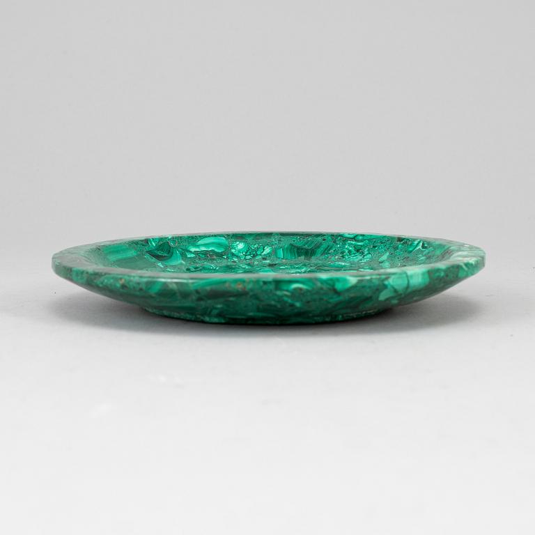 A 20th century malachite dish.