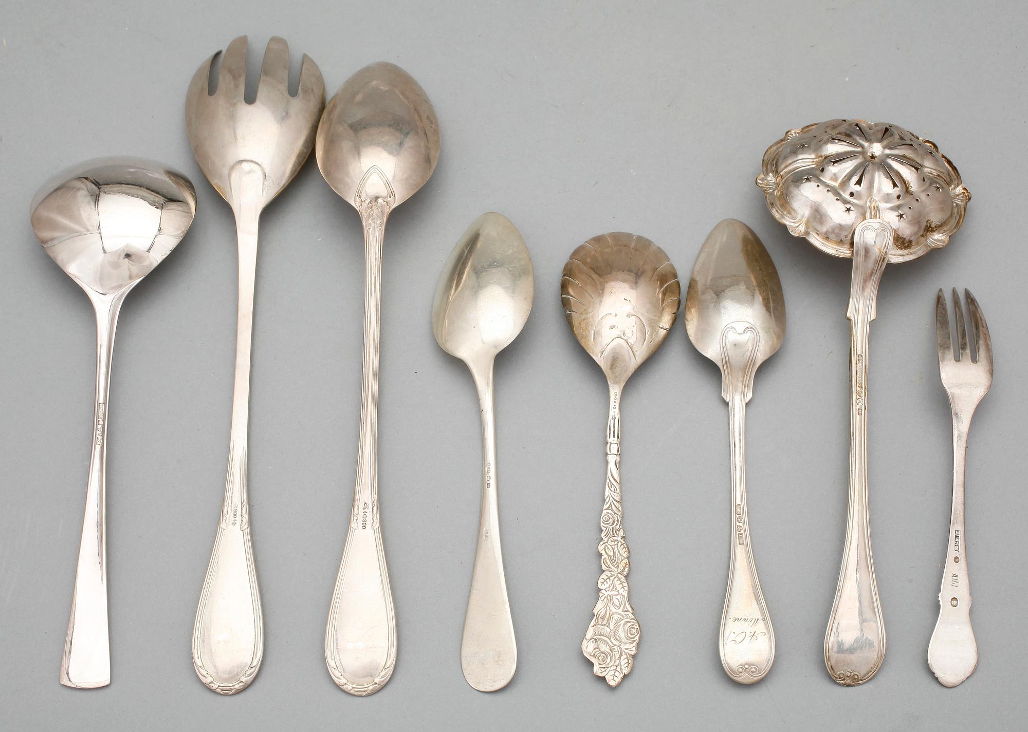 BESTICKSERVISDELAR, 41 delar, silver, bla K Anderson, mestadels 1900-tal. Totalvikt: ca 1060 gram.