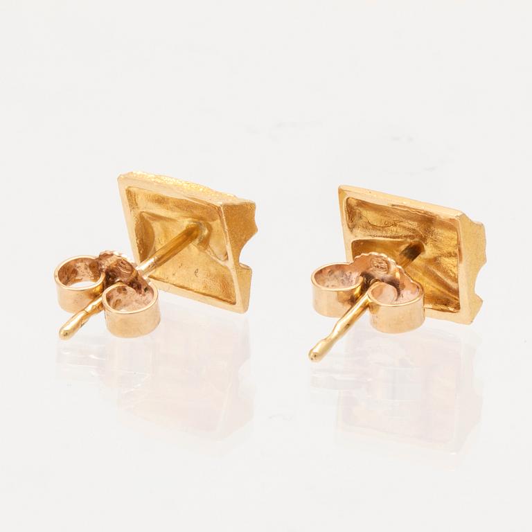 A pair of 18K gold  "Saajo" earrings by Björn Weckström for Lapponia.