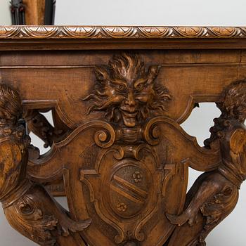 Walnut table, based on a model from Palazzo Pesaro in Venice, Purchased in 1893, Italy.