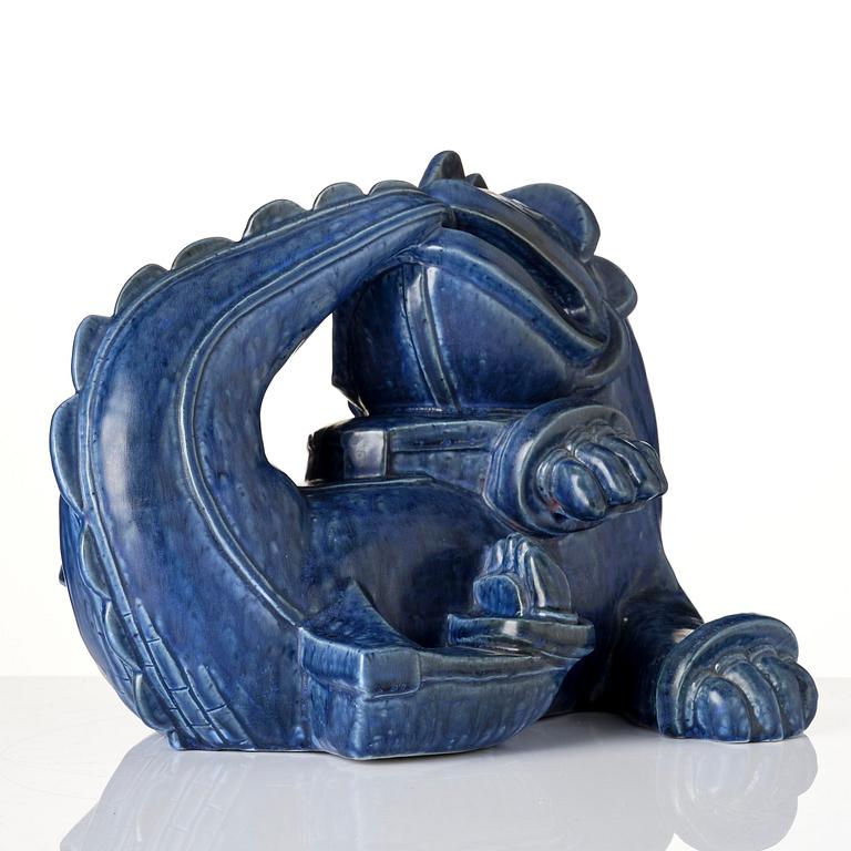 Wilhelm Kåge, a large stoneware sculpture of a dragon puppy, Gustavsberg Studio, Sweden, 1940s.