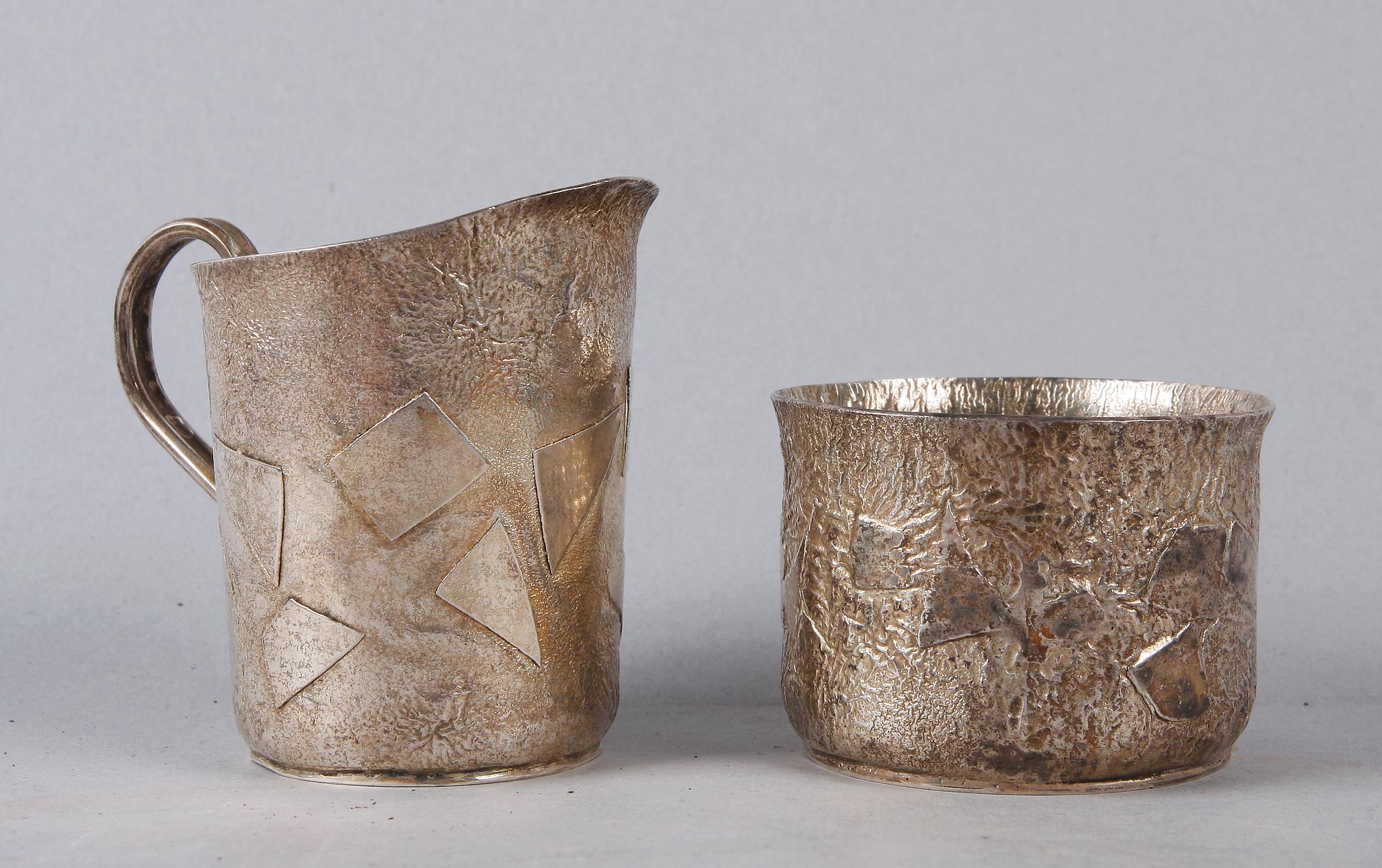 SOCKERSKÅL och GRÄDDKANNA, sterlingsilver, 1979.