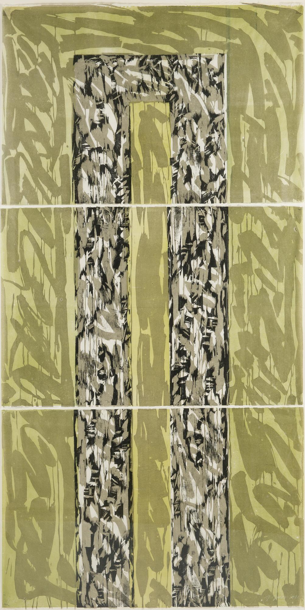 Juha Joro, woodcut, triptych, signed and dated 1988.