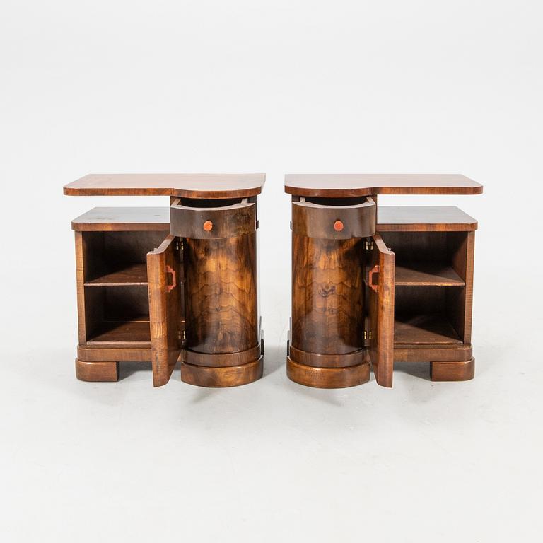 Bedside tables, a pair from the first half of the 20th century.