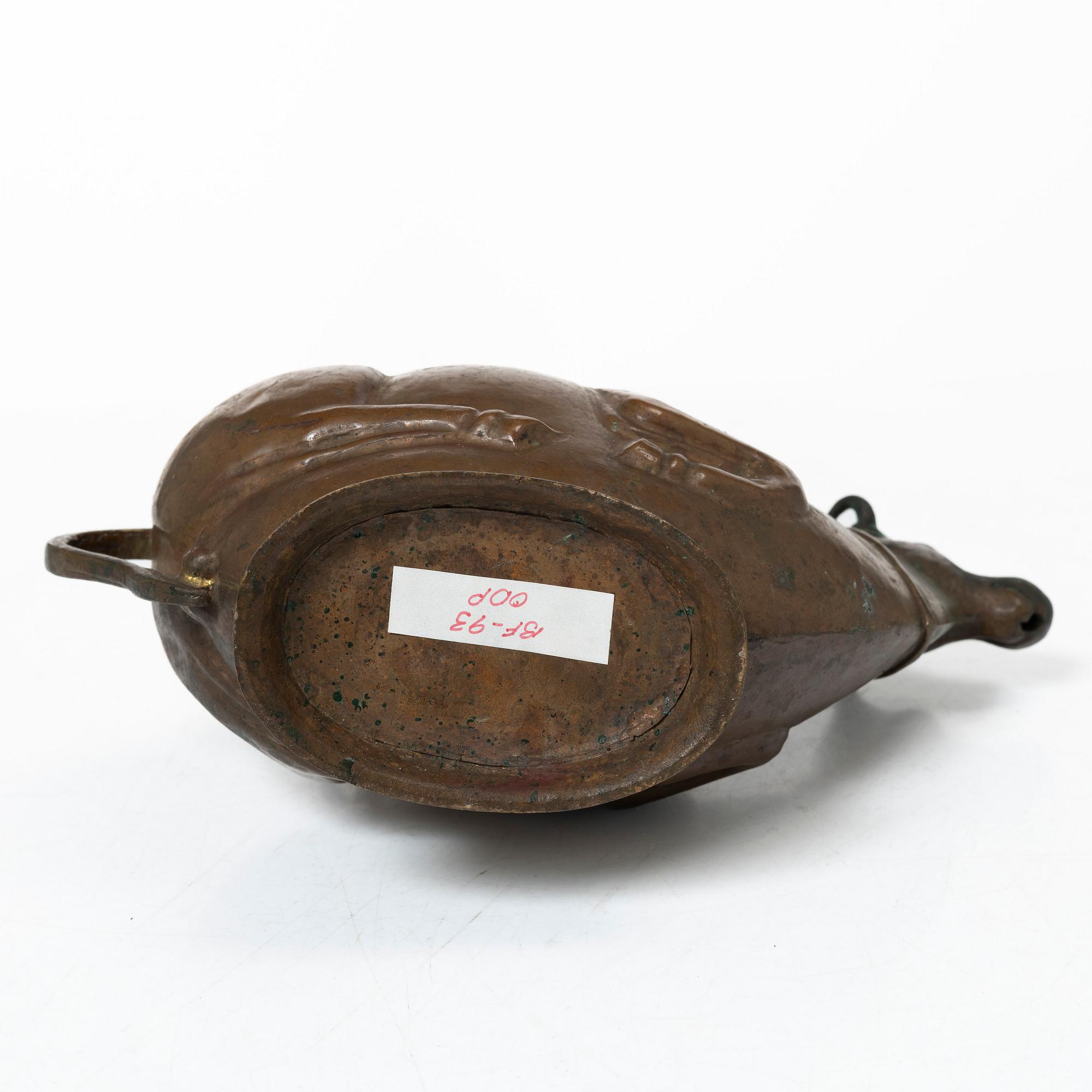 An Indian copper ewer in the shape of a bull Probably Rajasthan, 19th Century.