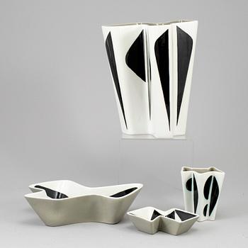 CARL-HARRY STÅKHANE, Four 'Konstrakta SNT' vases and bowls, signed, Rörstrand, designed 1953.