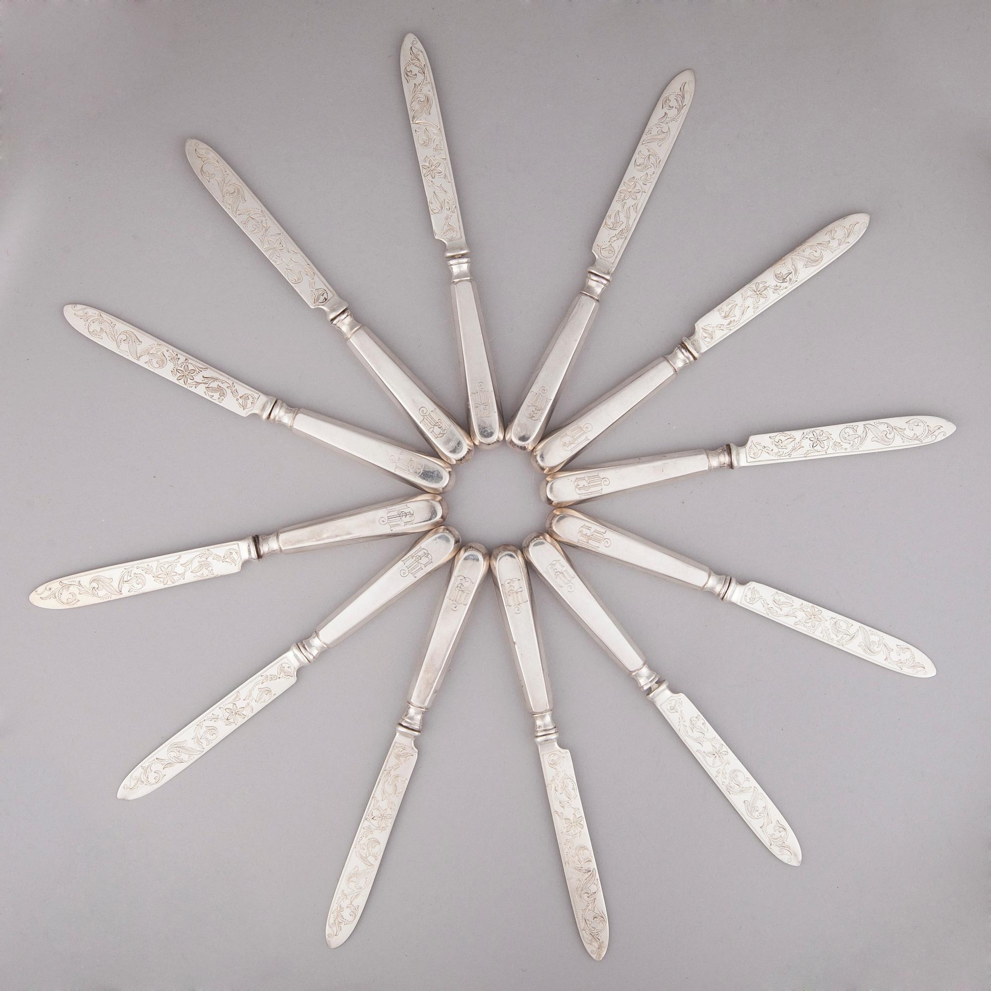 BESTICKUPPSÄTTNING, 24 delar, silver, Iisakki Saha, Björneborg 1899-1901. Vikt ca 730 g.