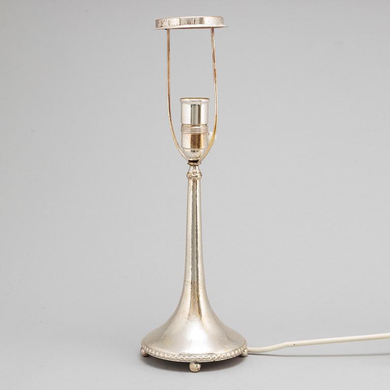 A Swedish early 20th Century silver table lamp, mark of K Anderson, Stockholm, 1924.