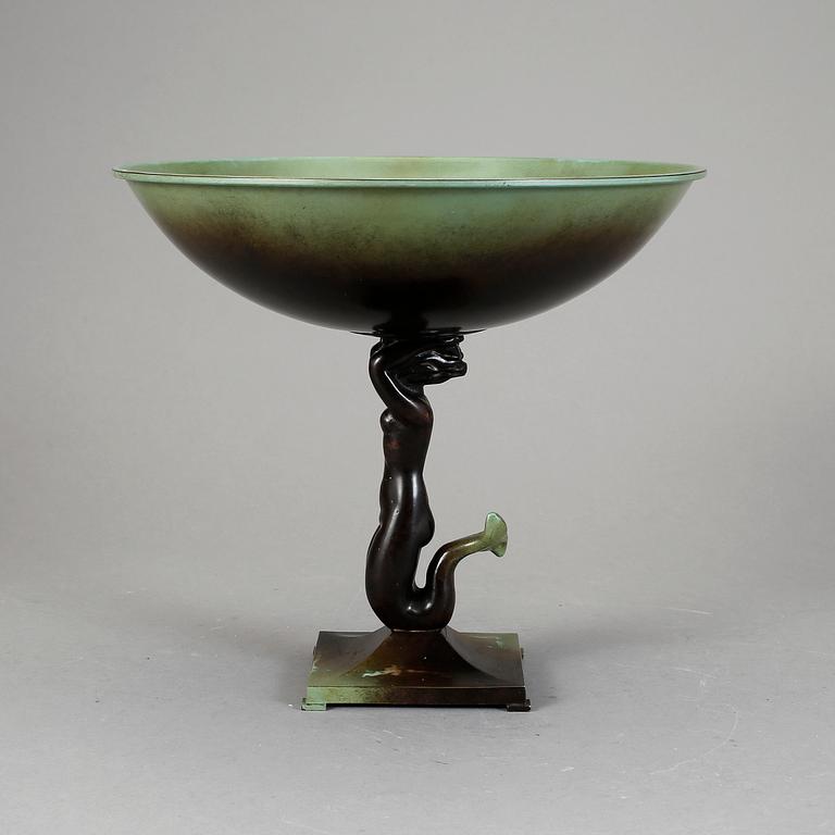 SKÅL PÅ FOT, patinerat brons, Ystad Brons, 1900-tal.