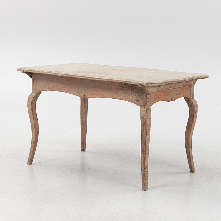 A painted pine Rococo table, 18th Century.