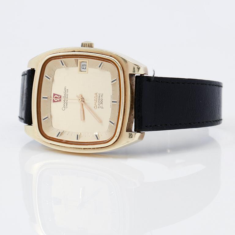 ARMBANDSUR, guld på stål, Omega Constellation Chronometer Electronic 300 Hz.