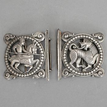 BÄLTSPÄNNE, silver, J Smedje, Trondheim, 1910. Vikt ca 76 gram.