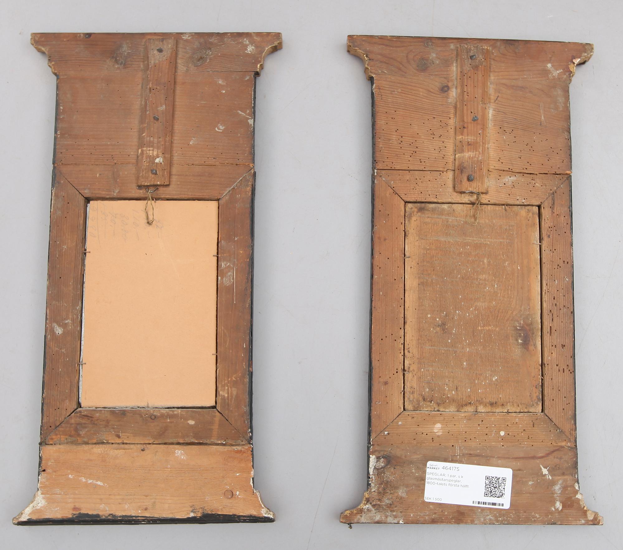 SPEGLAR, 1 par, s k glasmästarspeglar, 1800-talets första hälft.