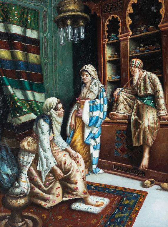 Ettore Simonetti, kopia efter, "At the Shoe Shop".