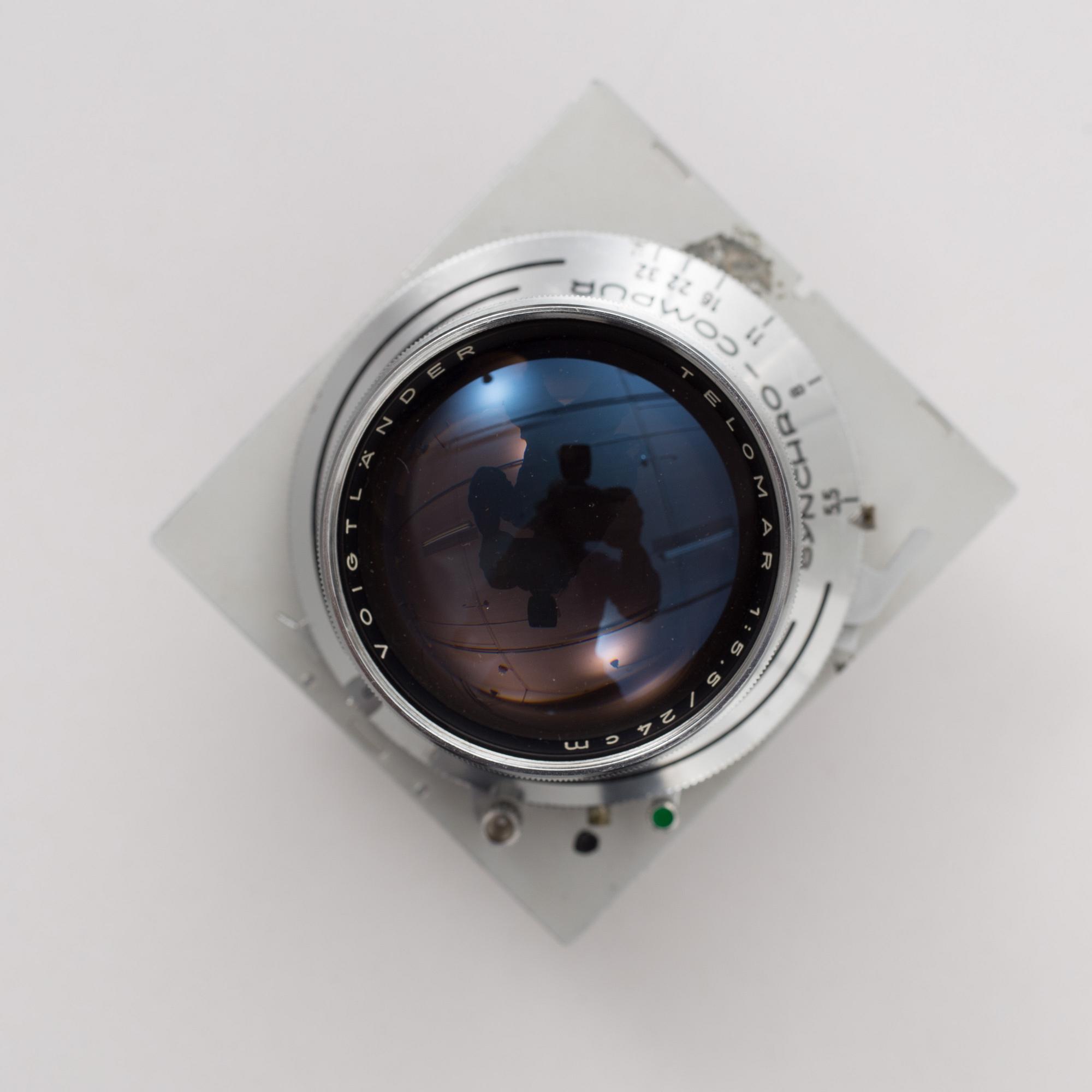 A Linhof Technika camera no 90417 with four lenses and one camera stand from Werst Germany, 1960s.
