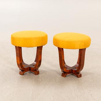 a set of two Art Deco walnut stools first half of the 20th century.