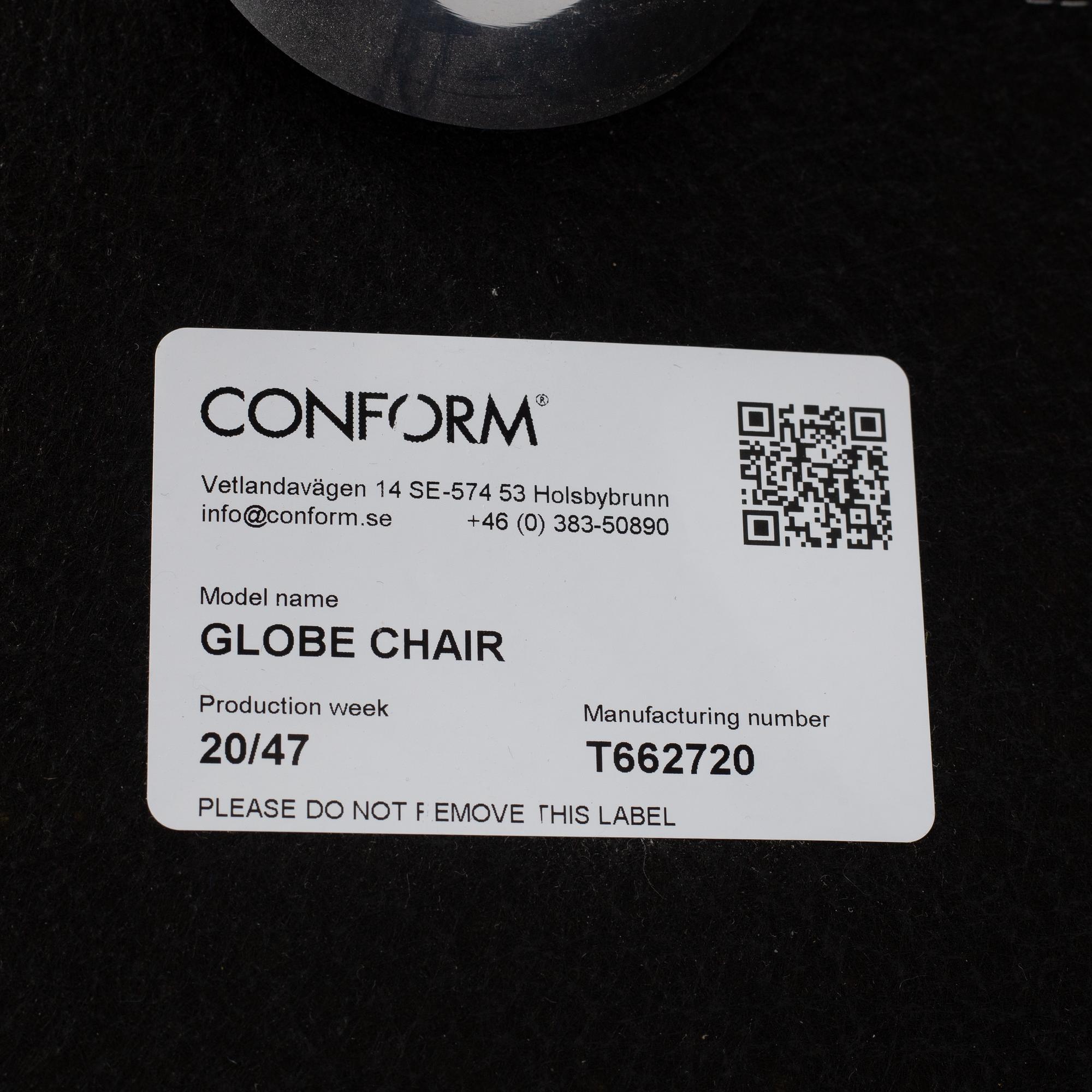 Jahn Aamod, fåtölj med fotpall, Globe, Conform.