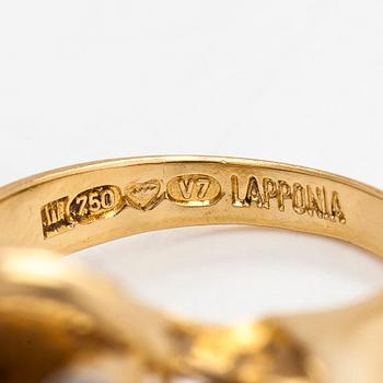 Björn Weckström, An 18K gold ring, with octagon-cut diamonds totalling ca 0.06 ct according to engraving. Lapponia 1974.