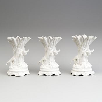 THREE PARIAN FLOWER VASES, Gustafsberg, second half of the 19th century.