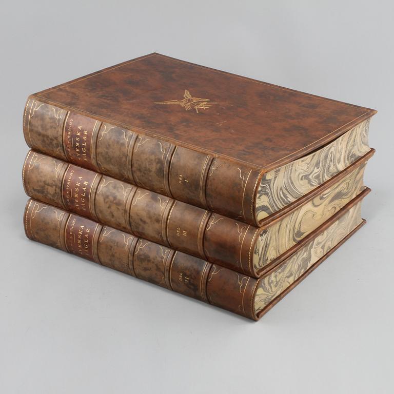 BOKVERK, 3 volymer, "Svenska fåglar", MW. & F. von Wright, Stockholm 1927-1929.