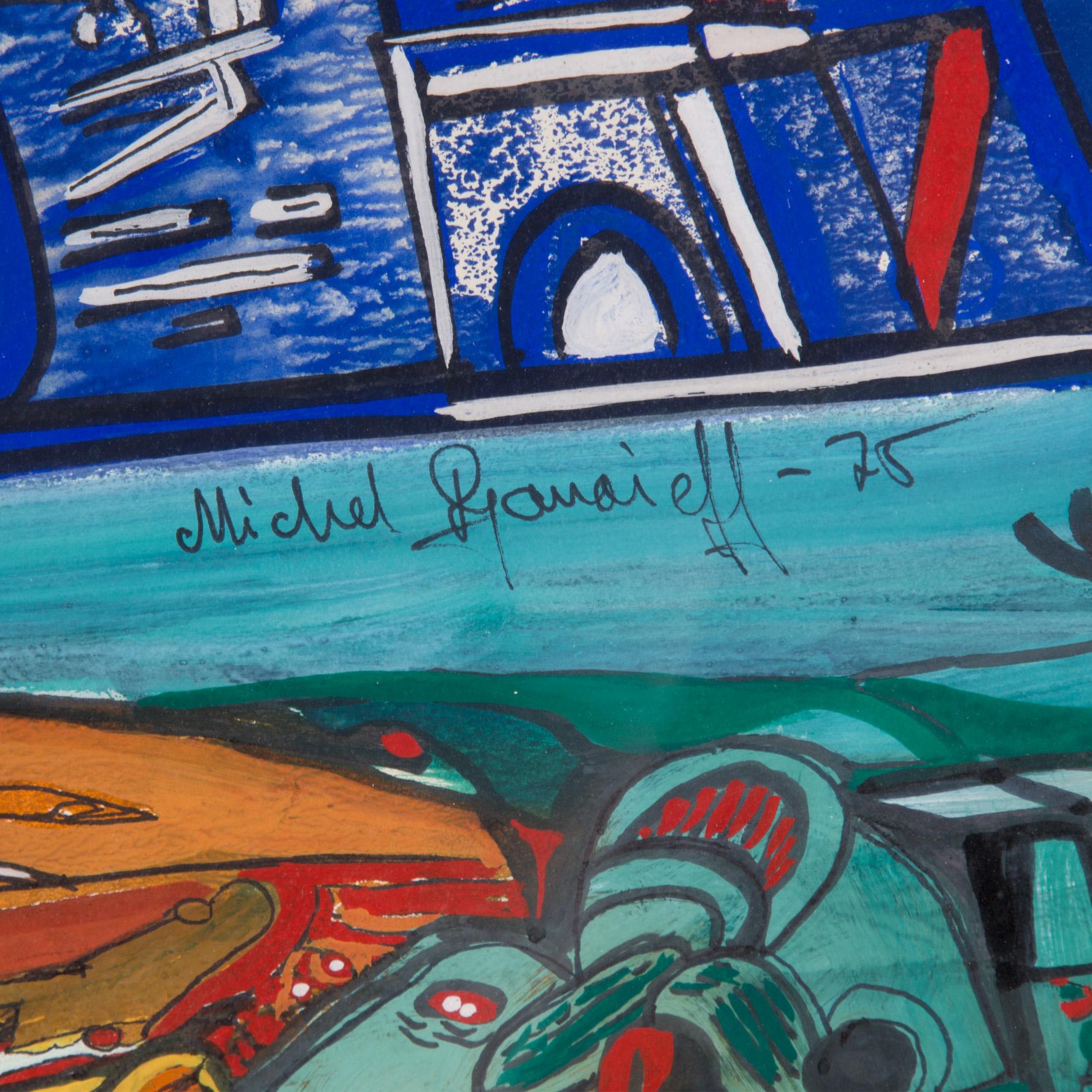 MICHEL DJANAIEFF, gouache på papper, signerad och daterad 75.