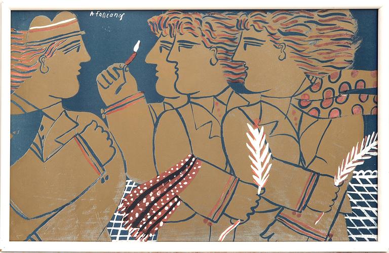 Alexandre Fassianos, blandteknik, Signerad.