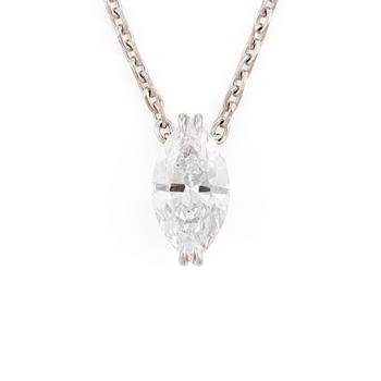 An 18K white gold Chopard necklace set with a marquise-shaped diamond ca 1.00 ct ca D/E vvs.