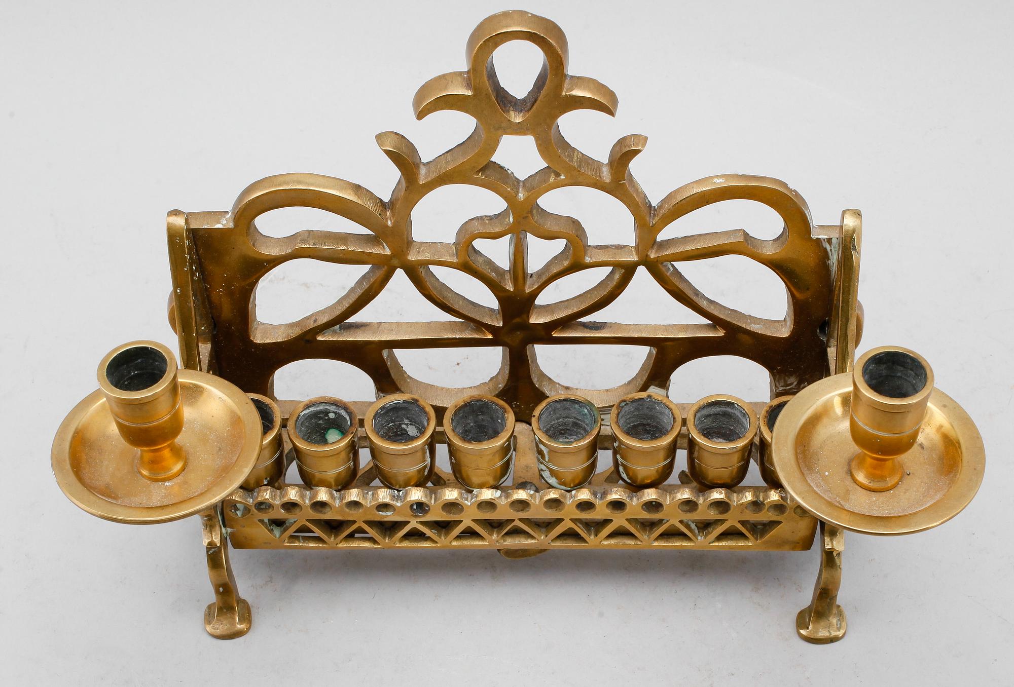LJUSSTAKE, mässing, Judaica, sannolikt 1800-tal.