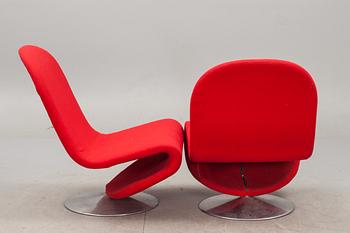 FÅTÖLJER, 2 st, Verner Panton för Fritz Hansen, "System 1-2-3". 1970-talets mitt.