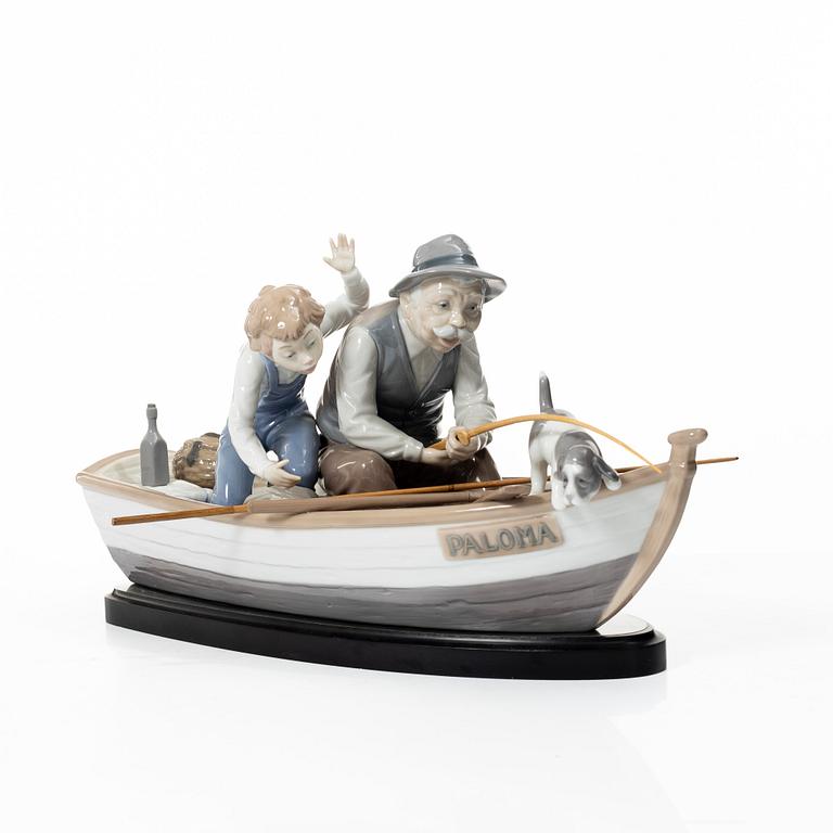 Salvador Furió, figurine, "A fishing lesson", and "A father's pride", Lladró, Spain.