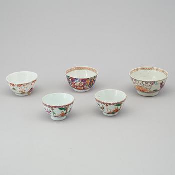 A group of various cups and saucers, Chinese and European, 18th-19th century.